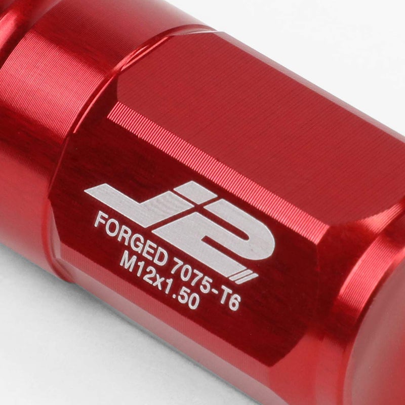 J2 Engineering 20 Pcs 7075 Aluminum Closed End M12 x 1.5 Lug Nuts Set w/Socket Adapter, Red, Fit Conical Seat, LN-T7-007-15-RD - Image 3